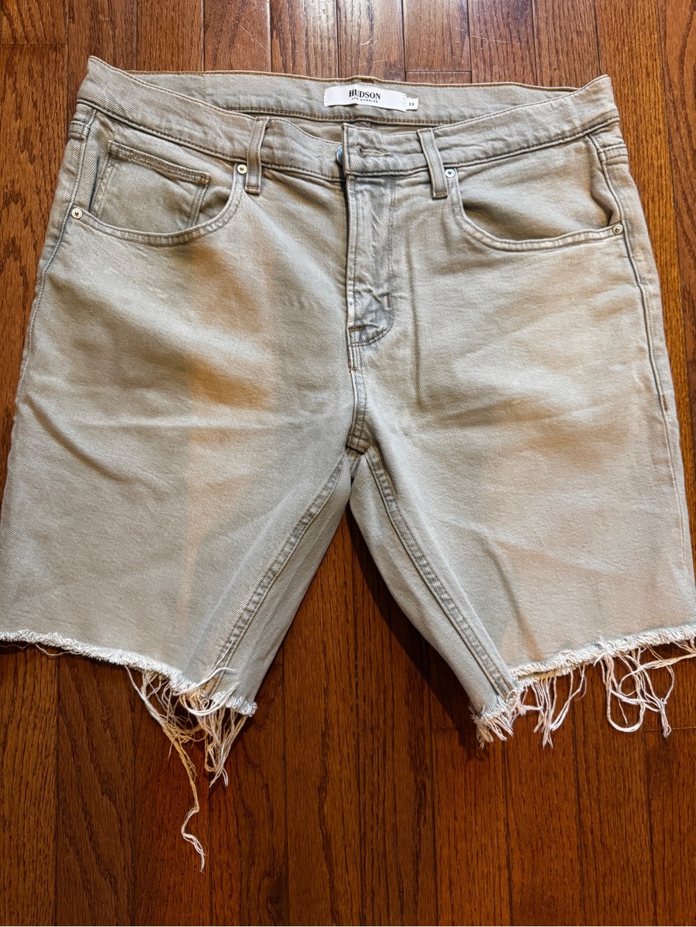 Hudson Jeans Men’s Beige Cutoff Denim Shorts